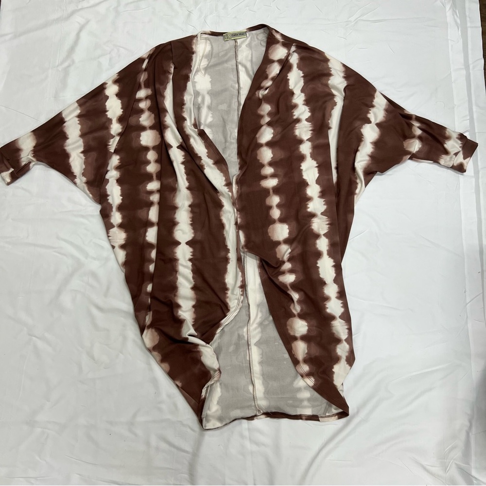 Callie Mac Maroon and White Tie Dye Duster Cardigan
